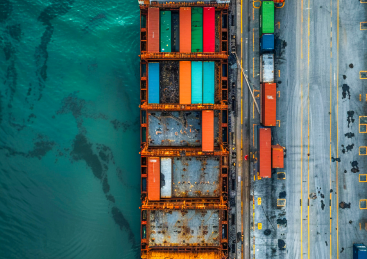 Imagem de um container azul ilustrativo